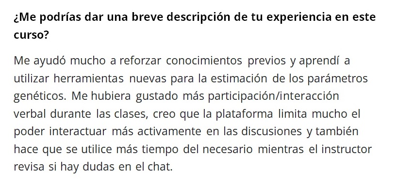 Testimonio del alumno